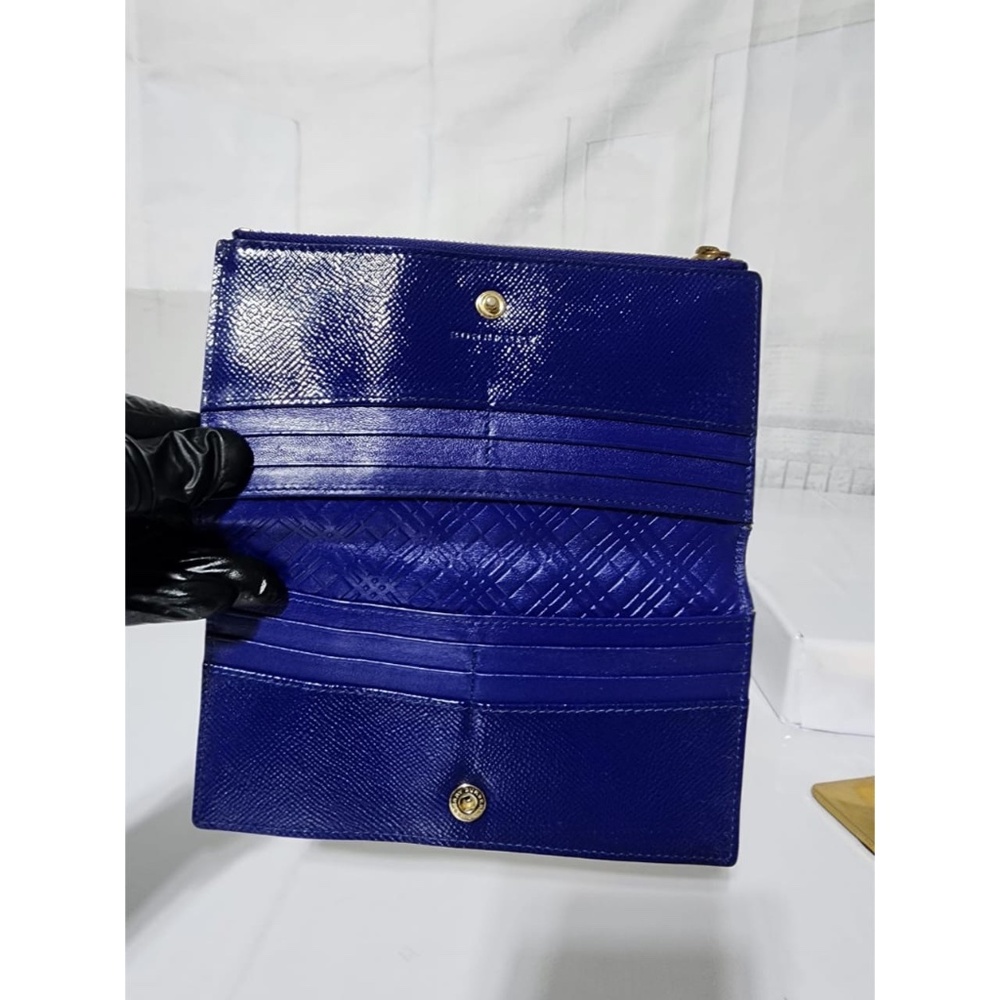 Authentic BURBERRY Patent Constantine Continental Wallet Blue - Picture 10 of 14